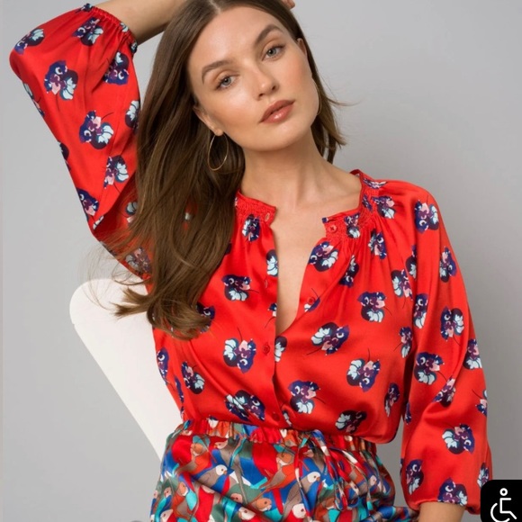 TUCKER silk blouse size s/m - Picture 4 of 11